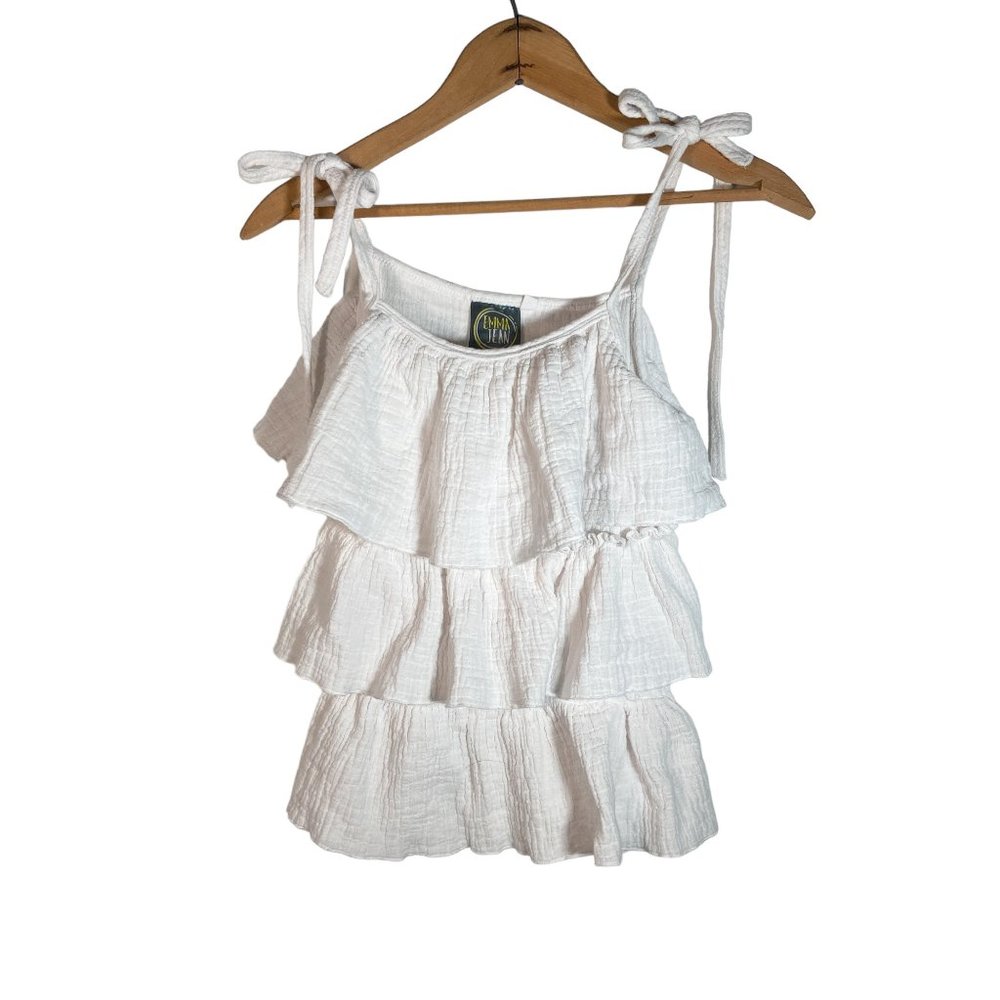 Emma Jean Kids Layered Spaghetti White Flowy Size 6 Top